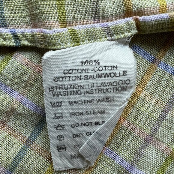 Paul Stuart Size L Yellow Green Plaid 100% Cotton Long Sleeve Button-Down Shirt - Picture 6 of 16